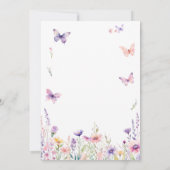 蝶と紫の花赤ちゃんシャワー 招待状 (裏面)