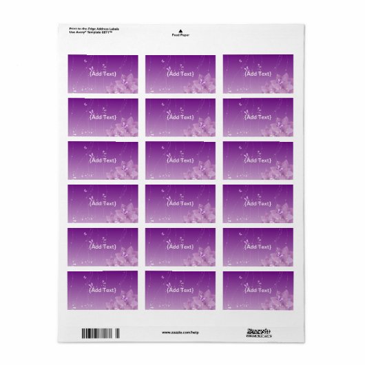 蝶と紫の花 ラベル (フルシート)