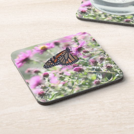 蝶と紫の草花 コースター (左側)