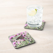 蝶と紫の草花 コースター (右側)