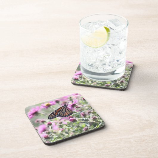 蝶と紫の草花 コースター (右側)
