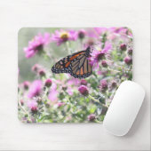 蝶と紫の草花 マウスパッド (マウス)
