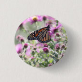 蝶と紫の草花 缶バッジ (正面)