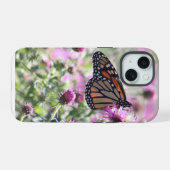 蝶と紫の草花 iPhone 15ケース (裏面横)