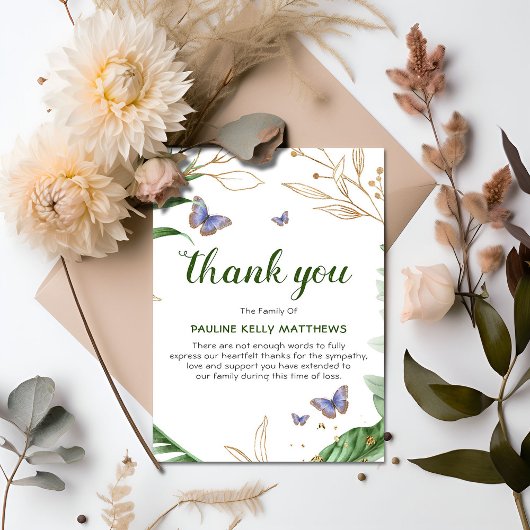 蝶と緑 |葬儀 サンキューカード