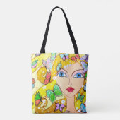 蝶と美しい少女 トートバッグ (裏面)