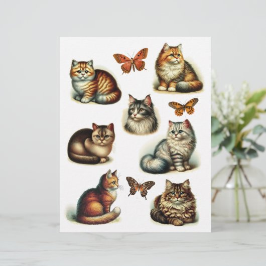 蝶と美しい猫イラスト (スタンド正面)