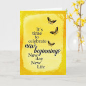 蝶と脚本との勇気付けられるの離婚  カード (黄色い花)