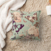 蝶と花ωερυライトグリーンの装飾 クッション (ブランケット)