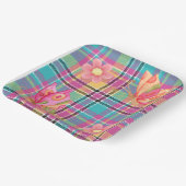 蝶と花が四角いパステルプライド ペーパープレート (傾斜あり)