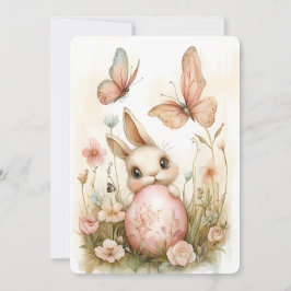 蝶と花とキュートなイースターバニー シーズンカード