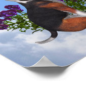 蝶と花とビーグルの子犬 ポスター (角)