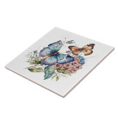 蝶と花と緑 タイル (側面)