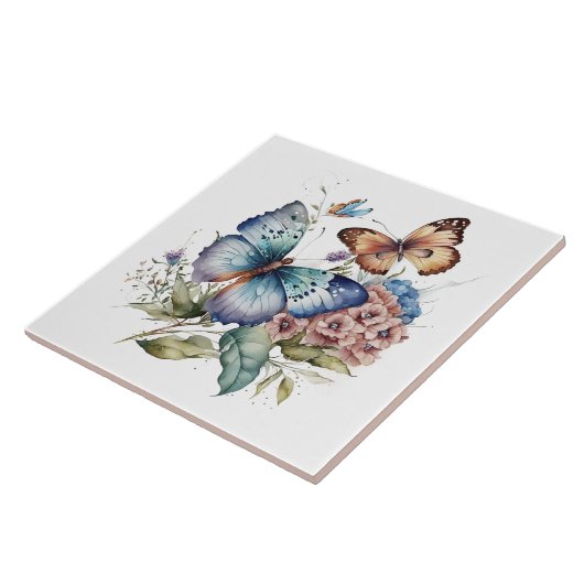 蝶と花と緑 タイル (側面)