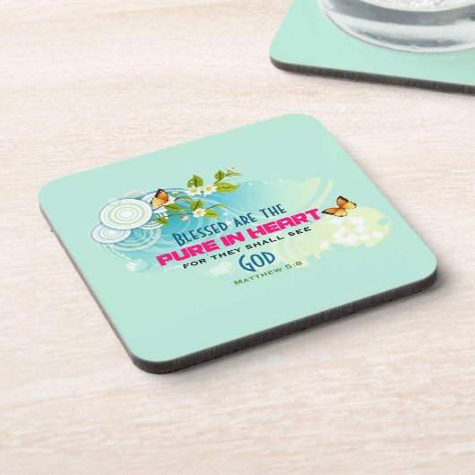 蝶と花と美しい引用文 コースター (左側)