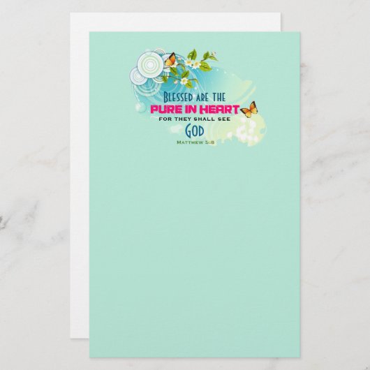 蝶と花と美しい引用文 便箋 (正面/裏面)