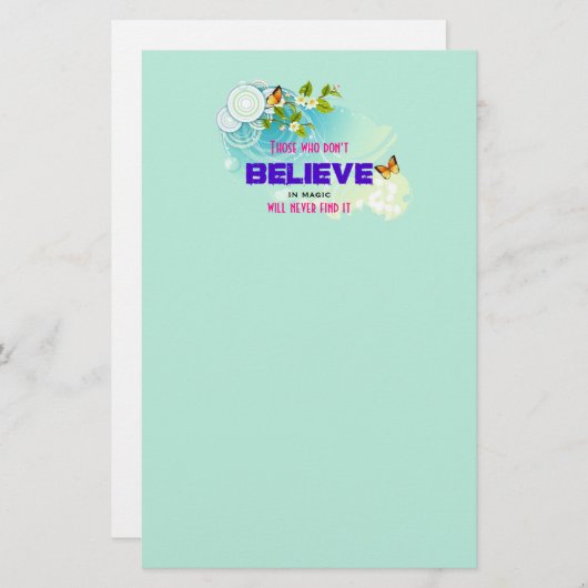 蝶と花と魔法引用文 便箋 (正面/裏面)