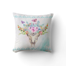 蝶と花とBoho動物スカル