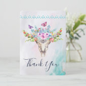 蝶と花とBoho動物スカル サンキューカード (スタンド正面)