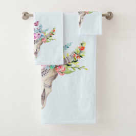 蝶と花とBoho動物スカル バスタオルセット