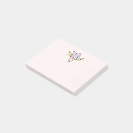 蝶と花とBoho動物スカル ポストイット (アングル)