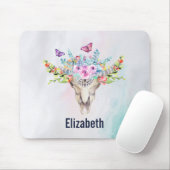 蝶と花とBoho動物スカル マウスパッド (マウス)