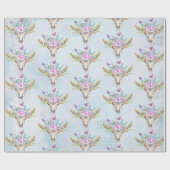 蝶と花とBoho動物スカル ラッピングペーパー (フラット)