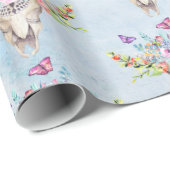 蝶と花とBoho動物スカル ラッピングペーパー (ロールコーナー)