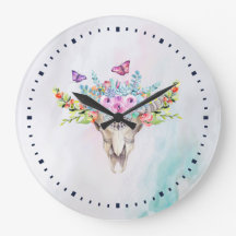 蝶と花とBoho動物スカル