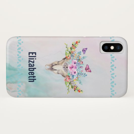 蝶と花とBoho動物スカル Case-Mate iPhoneケース (裏面(横))