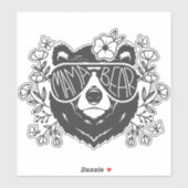 蝶と花に囲まれたママクマ シール (シート)