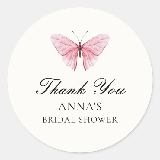 蝶と花のウェディングシャワー ラウンドシール (正面)