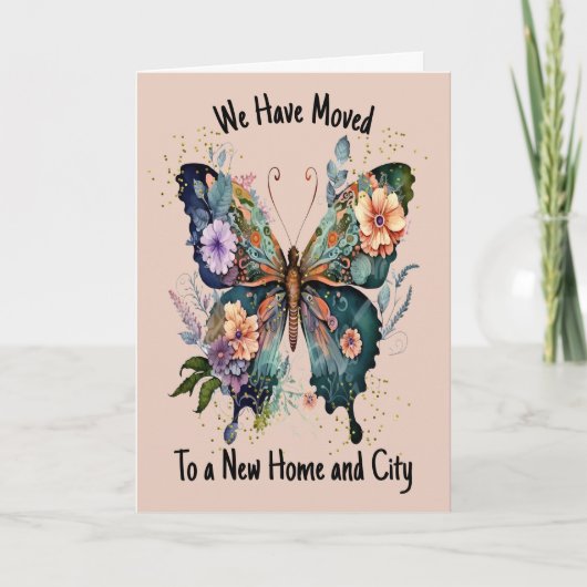 蝶と花のカードを移動しました サンキューカード (正面)