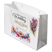 蝶と花のギフトバッグ - カスタマイズ可能 ラージペーパーバッグ (裏面アングル)