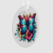 蝶と花のクリスマスパーソナライズされた オーナメント (正面)