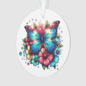 蝶と花のクリスマスパーソナライズされた オーナメント (正面)