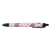 蝶と花のシームレスパターン 黒ボールペン (ボトム)
