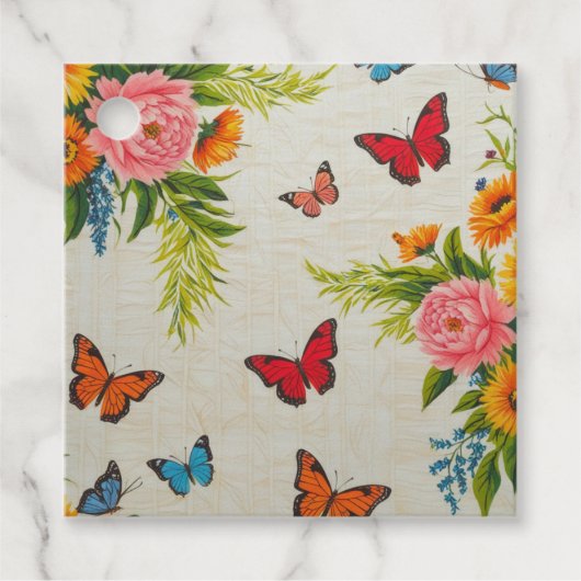 蝶と花のデザインホームデコールアイテム フェイバータグ (正面)