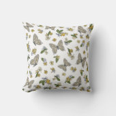 蝶と花のパターン クッション (正面)