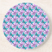 蝶と花のフラワーパターン 可愛い花々 コースター (正面)