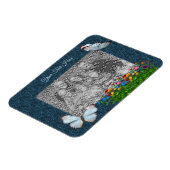 蝶と花のフレームあなたの写真を追加 マグネット (左側)