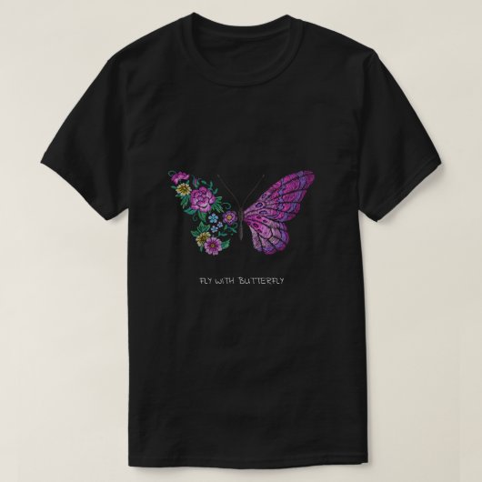 蝶と花のフローラ蝶の羽 Tシャツ (デザイン正面)