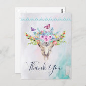 蝶と花のボウホー スカル サンクス ポストカード (正面/裏面)