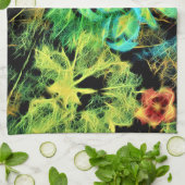 蝶と花のロディリウス茶タオル キッチンタオル (折り畳み)