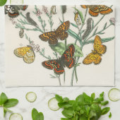 蝶と花のヴィンテージイラストレーション1 キッチンタオル (折り畳み)