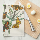蝶と花のヴィンテージイラストレーション1 キッチンタオル (四つ折り)
