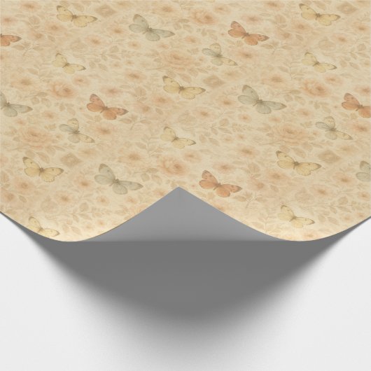 蝶と花の切り離し紙ギフトラップ ラッピングペーパー (角)