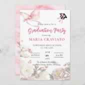 蝶と花の卒業パーティー招待状 招待状 (正面/裏面)