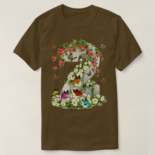 蝶と花の壁紙 Tシャツ (デザイン正面)