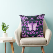 蝶と花の対称性、紫と青 クッション (椅子)